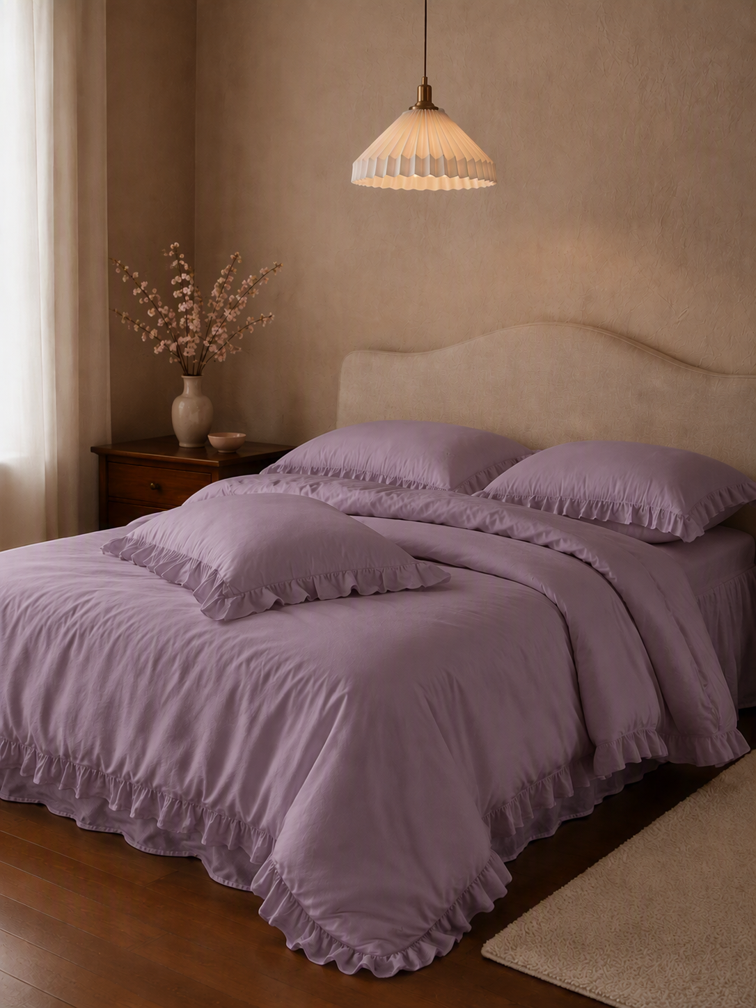 Romantic Ruffle Trim Pure Cotton Bedding Set