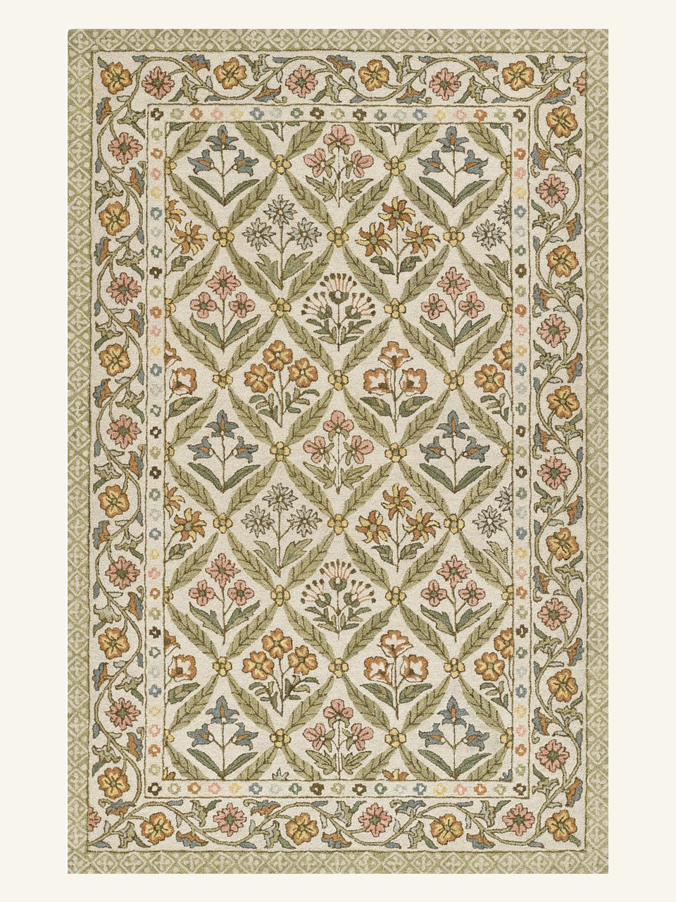 Classic Floral Lattice Area Rug