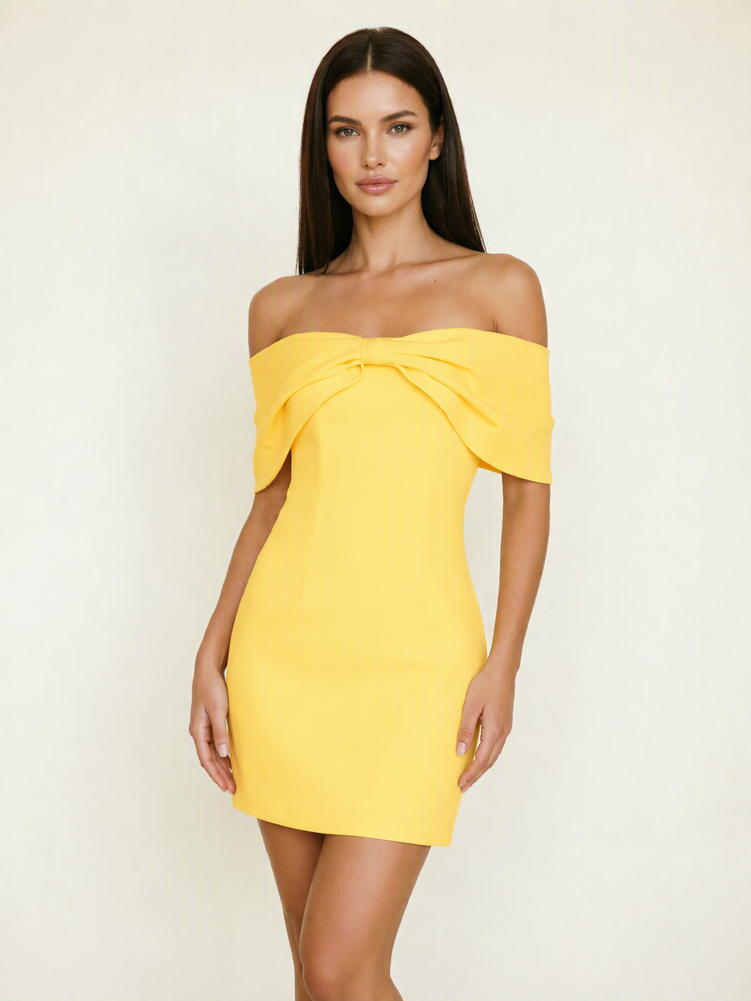 Off Shoulder Bow Bodycon Mini Cocktail Dress