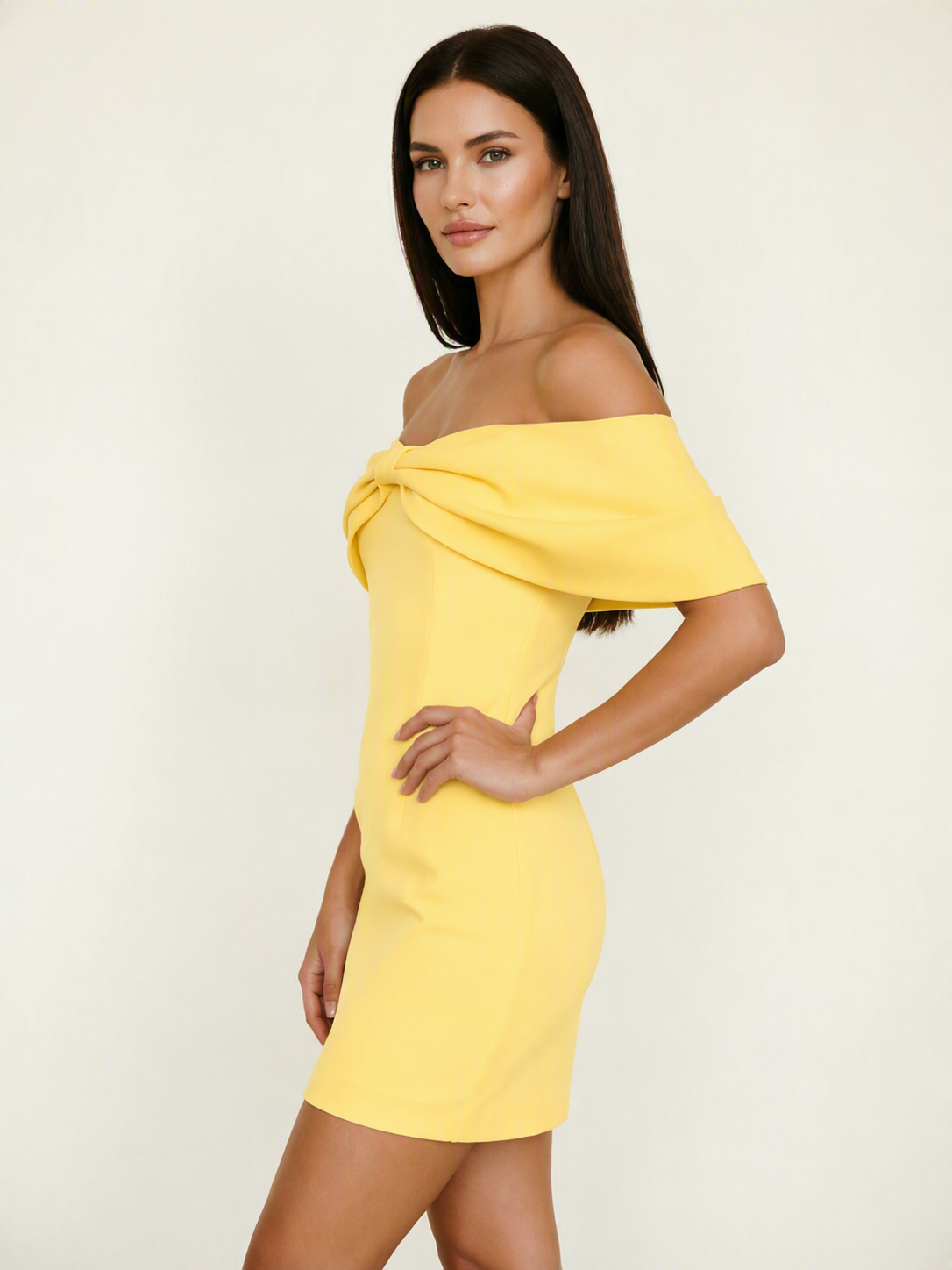 Off Shoulder Bow Bodycon Mini Cocktail Dress